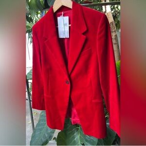 NWT Frame velvet cotton single button red blazer jacket
